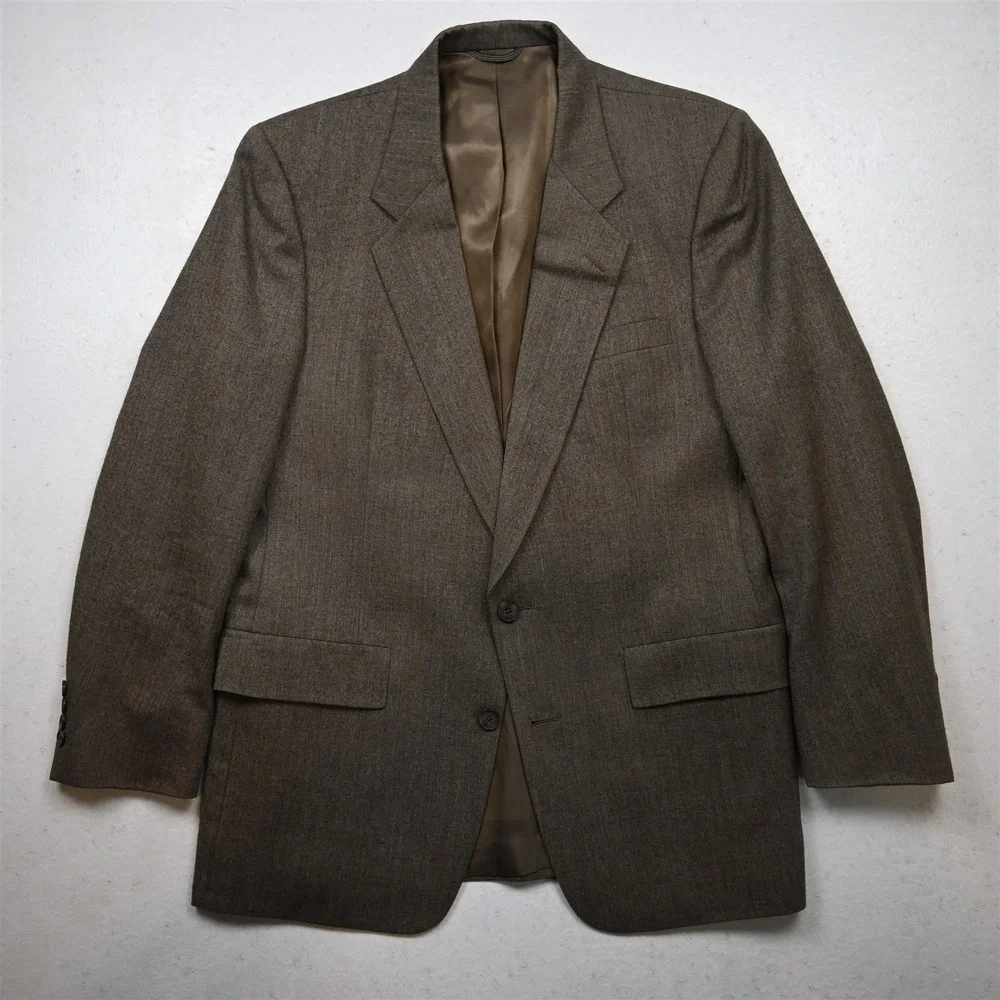 Vtg USA Christian Dior 40S Brown Birdesye Wool Slim Mens Blazer Sport‎ Coat
